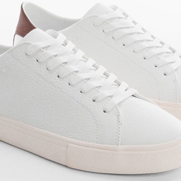 NWT Mango Lace-up white leather sneakers Size US 8.5 EUR 42 - Picture 1 of 8
